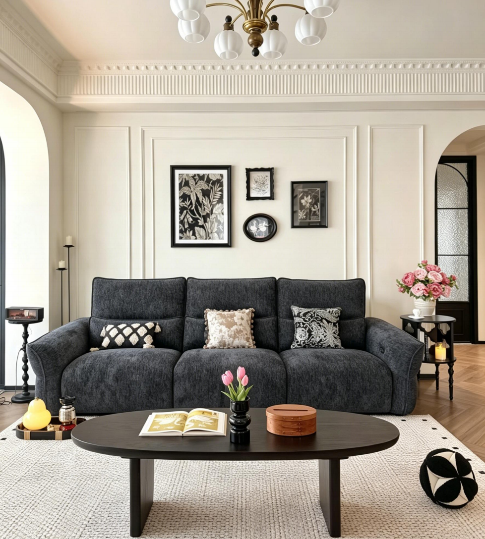D1801 zero-wall three-seat recliner sofa